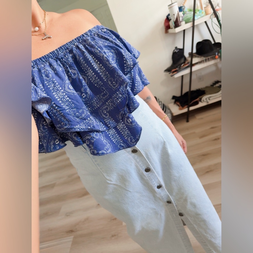 VINTAGE BUTTON DOWN DENIM MIXI SKIRT - Picture 3 of 8